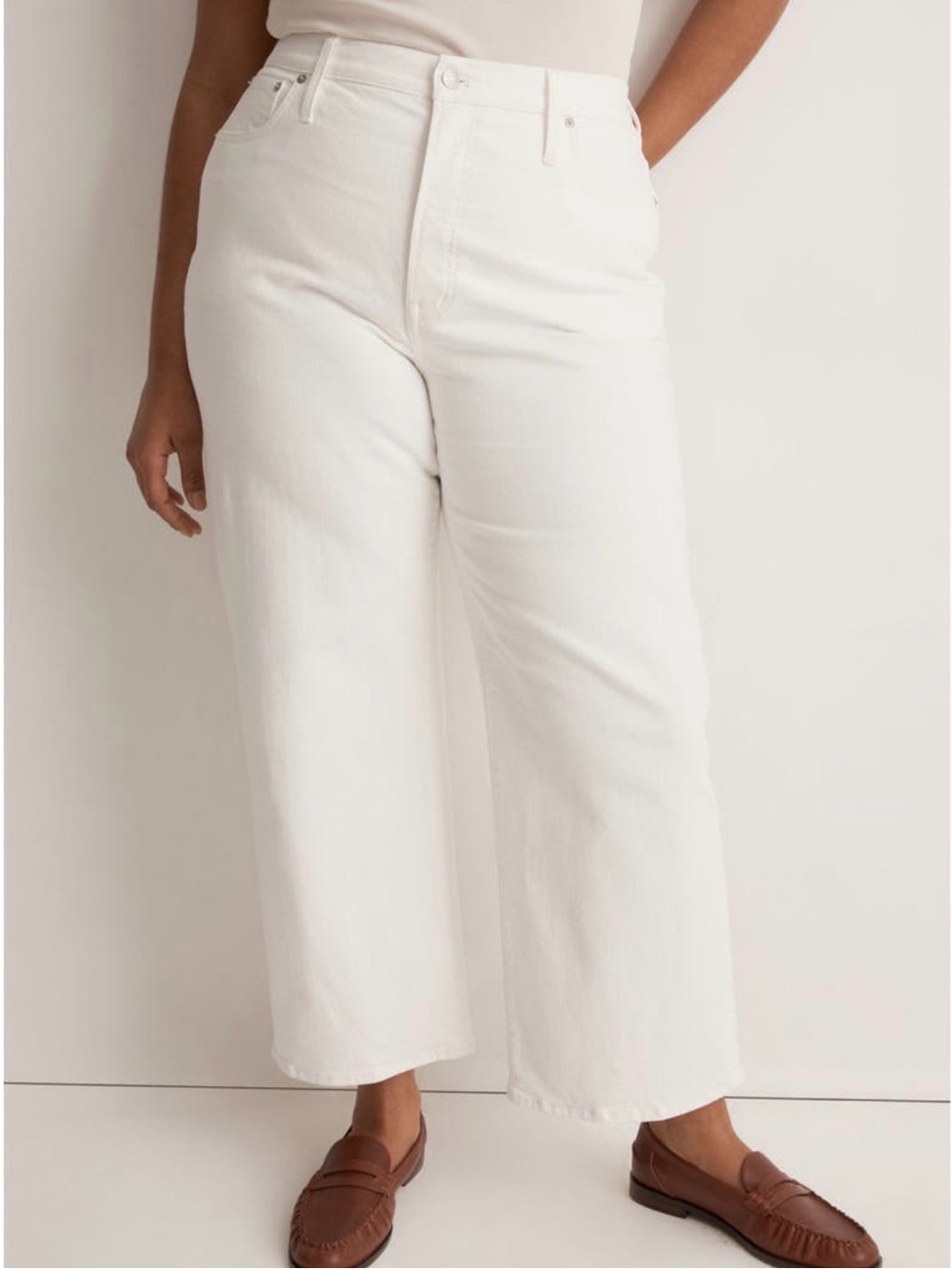 Madewell Perfect Vintage Wide Leg Crop Jeans Tile White Stretch Size 33